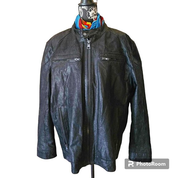DO NOT DELETE!!!!!   Black Rivet 100% GENUINE LEATHER jacket in black  XXL - Picture 1 of 15